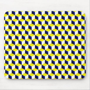 Mousepad Azul, amarelo, o branco protegeu cubos do olhar 3D