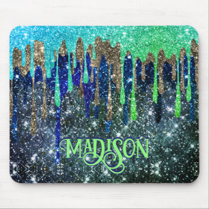 Mousepad Azul branco verde-brilhante Diminuição do monogram