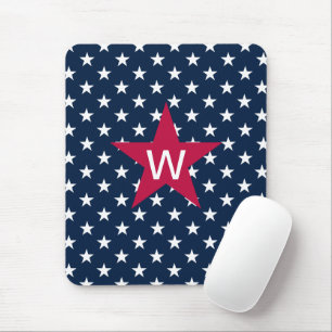 Mousepad Azul Branco Vermelho Monograma