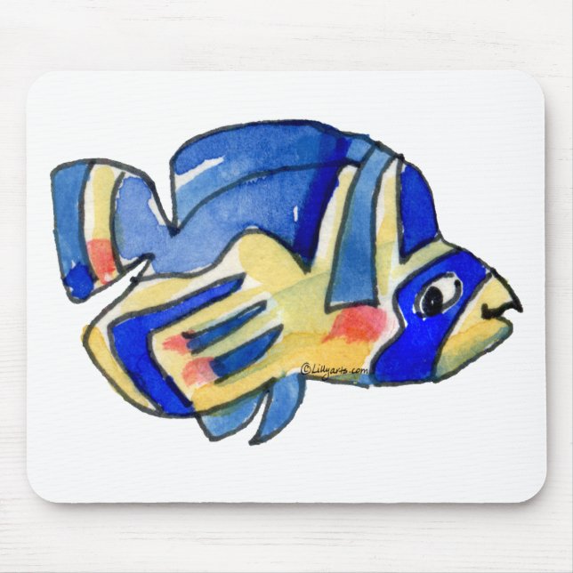 Mousepad Azul Cartoon Butterfly Fish (Frente)
