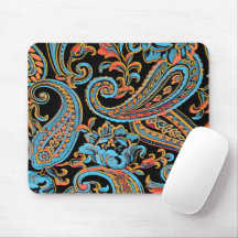 Azul Celeste e Laranja de Outono Vintage Paisley R
