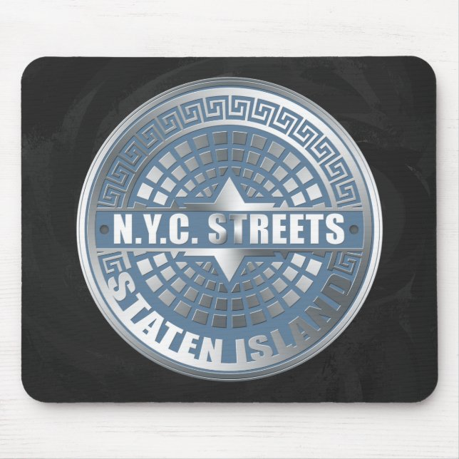 Mousepad Azul da ilha Staten Manhole (Frente)