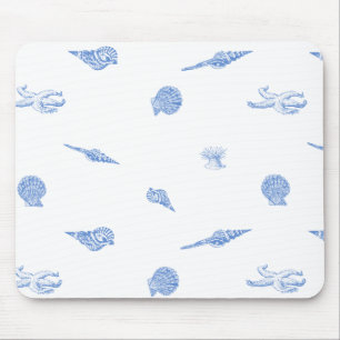 Mousepad azul dos Seashells e da estrela do mar