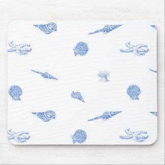 Mousepad azul dos Seashells e da estrela do mar