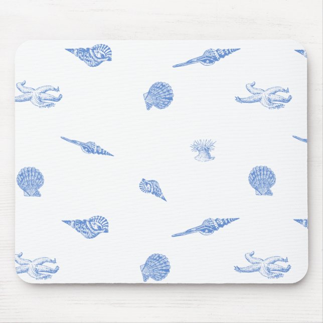 Mousepad azul dos Seashells e da estrela do mar (Frente)