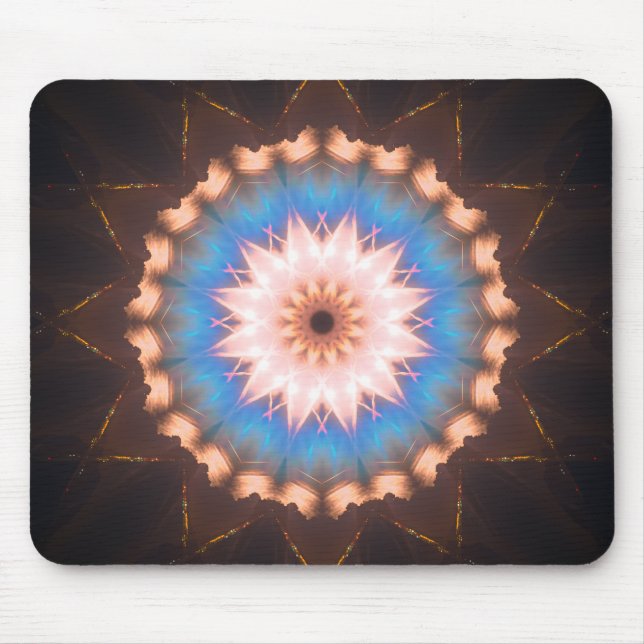Mousepad Azul e mandala Estrela-Dada forma ouro (Frente)