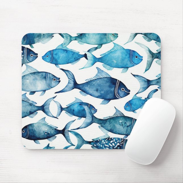 Mousepad Azul e Marinho | Mesa Costeira do Oceano (Com mouse)