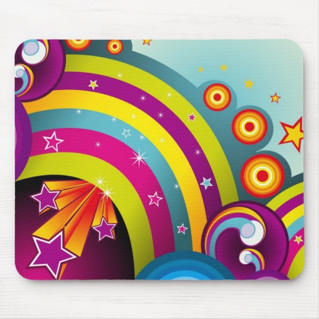 Mousepad azul e roxo do arco-íris trippy brilhante (Frente)