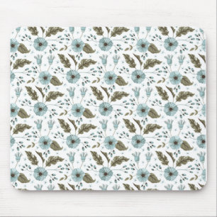 Mousepad Azul e Verde Floral