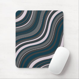 Mousepad Azul Elegante monograma e Cinzas riscadas