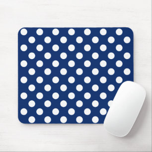Mousepad Azul Escuro Com Bolinhas Brancas Grandes Elegante