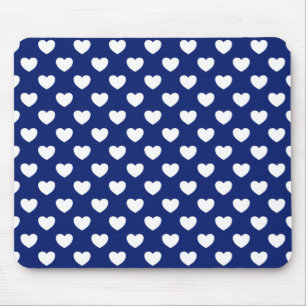 Mousepad Azul Escuro Com Padrão De Bolinhas De Corações 
