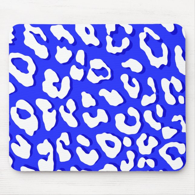 Mousepad Azul Escuro e Impressão do Leopardo Branco (Frente)