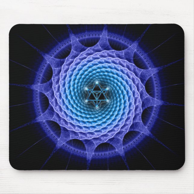 Mousepad Azul espiral da mandala de Merkaba (geometria do (Frente)