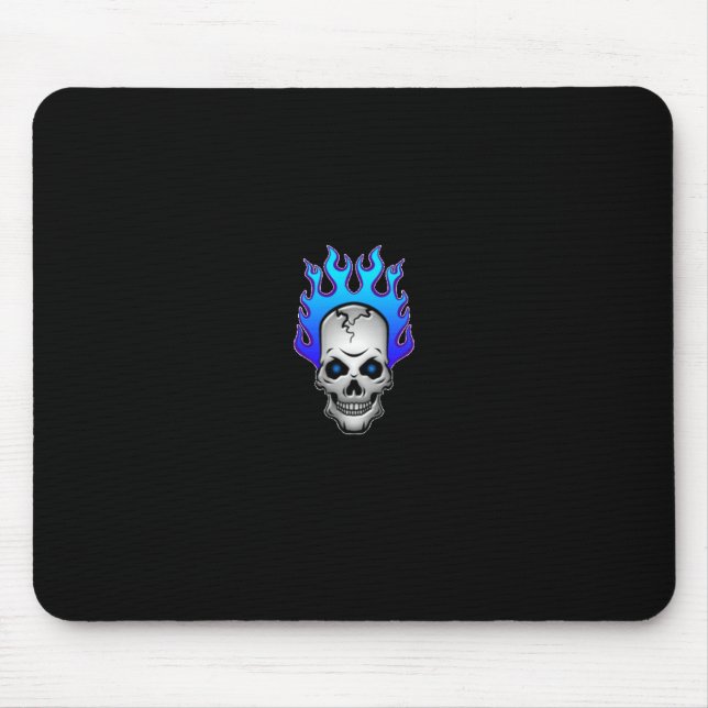 Mousepad azul-flamejante-crânio-mousepad (Frente)