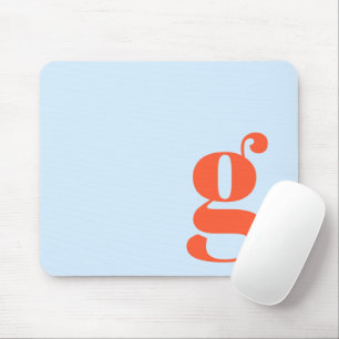 Mousepad Azul Laranja Mínimo Monograma Inicial Personalizad