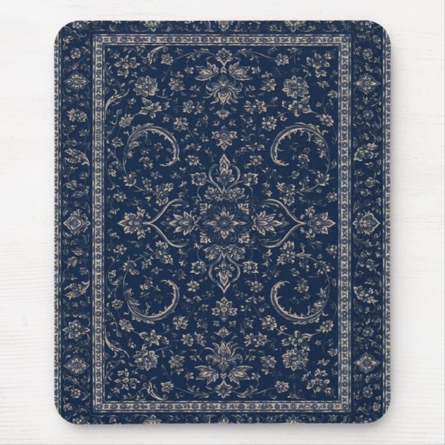 Mousepad Azul Marinho Floral Persa  (Frente)