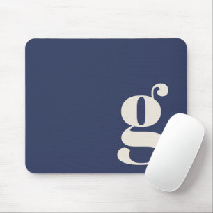 Mousepad Azul Marinho Minimalista Monograma Retro Inicial P