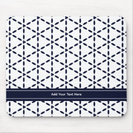Mousepad Azul Marinho Padrão Geométrico em Branco