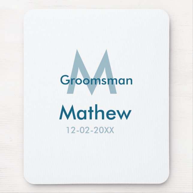 Mousepad azul marinho padrinho nome letra data masculino po (Frente)