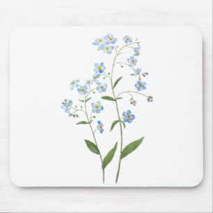 Mousepad azul me esqueça não das flores 2021 aquarela