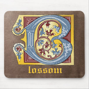 Mousepad Azul Medieval e Vermelho Ivy Iluminado - Letra B
