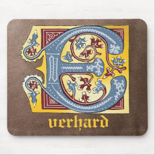 Mousepad Azul Medieval e Vermelho Ivy Iluminado - Letra E