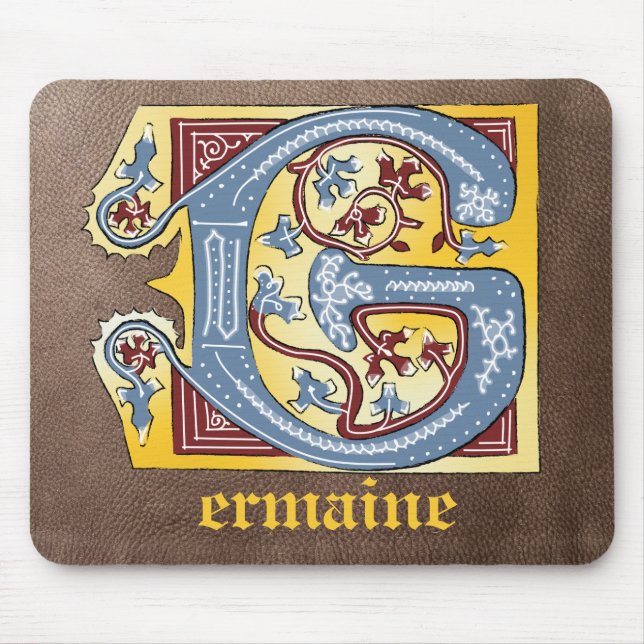 Mousepad Azul Medieval e Vermelho Ivy Iluminado - Letra G (Frente)