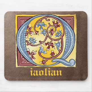 Mousepad Azul medieval e vermelho Ivy iluminados - Letra Q