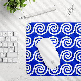 Mousepad Azul Padrão de Ondas Chave Meander Grego