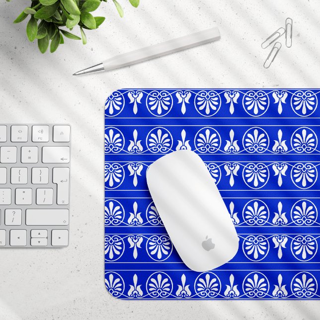 Mousepad Azul-padrão mediterrânico grego árabe (Criador carregado)