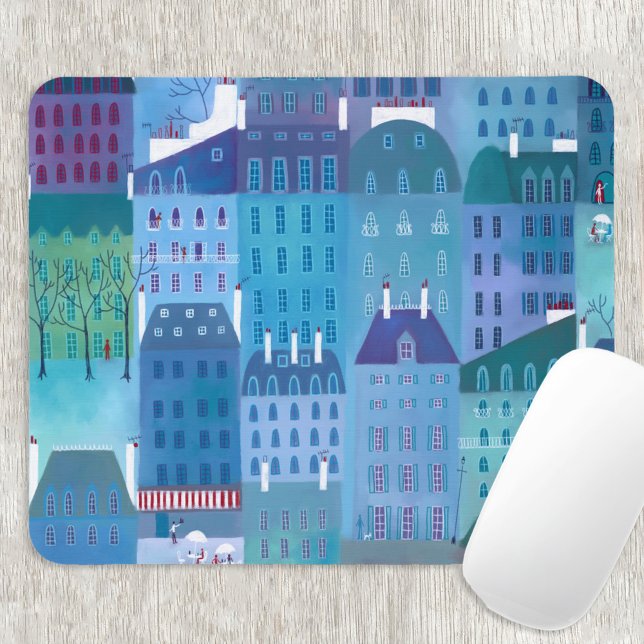 Mousepad Azul Paris (Paris blue painting art mouse pad)