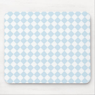 Mousepad Azul Pastel e Branco Padrão Xadrez de Diamante