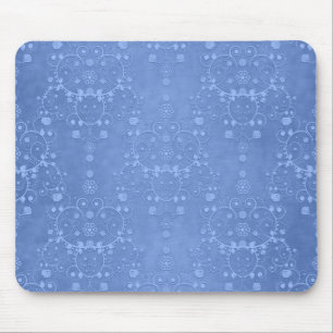 Mousepad Azul Periwinkle Padrão Damask Floral Chique