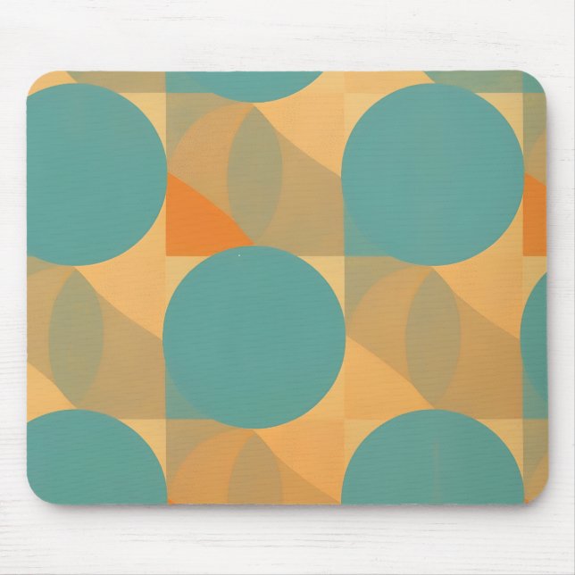 Mousepad Azul-turquesa, Bege e Laranja em Padrão de Estilo  (Frente)