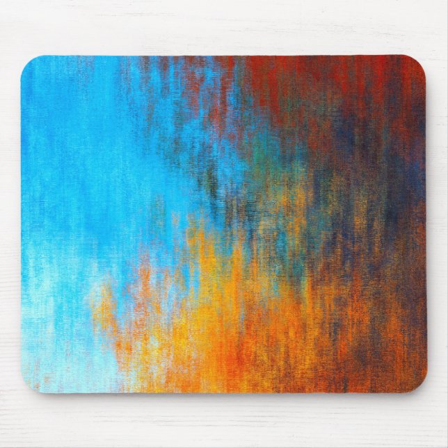 Mousepad azul-turquesa, laranja e vermelho abstrato (Frente)