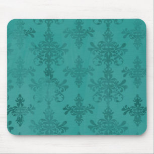 Mousepad azul verde-escuro damasco