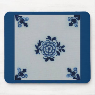 Mousepad Azulejo azul de Delft do Antiquarian clássico -