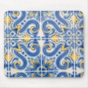 Mousepad azulejo azul e amarelo, Portugal
