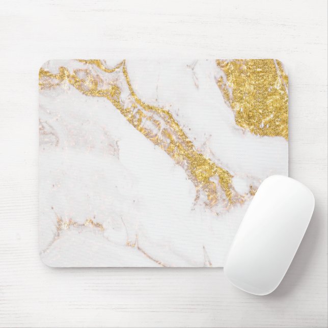 Mousepad Azulejo cerâmico de ouro branco com brilho (Com mouse)