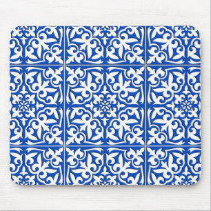 Mousepad Azulejo marroquino - azuis cobaltos e branco