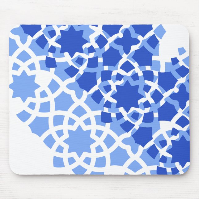 Mousepad Azulejo marroquino azul de praia (Frente)