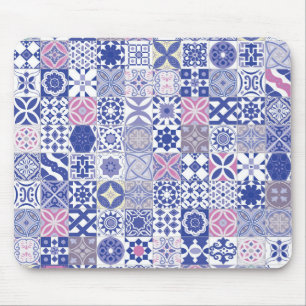 Mousepad Azulejo marroquino - roxo e rosa