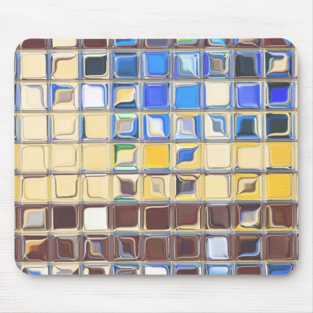 Mousepad Azulejos azuis do vidro do ~ do café (Frente)