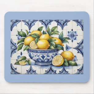 Mousepad Azulejos brancos, azuis, italianos Amalfi, bacia d