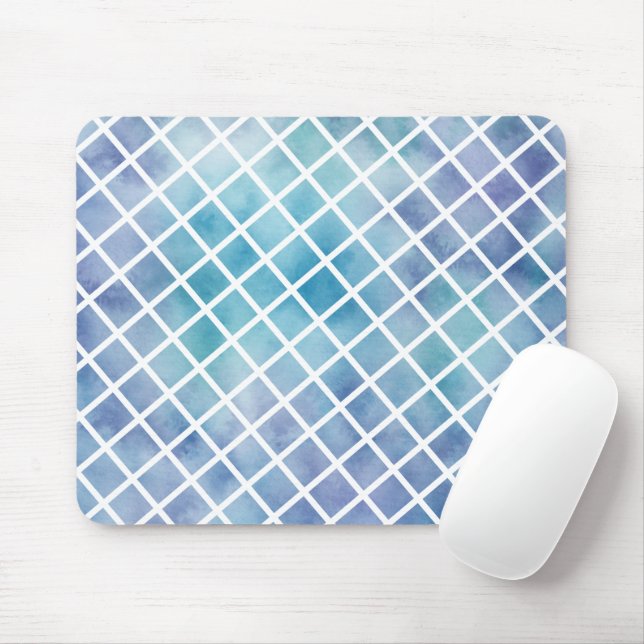 Mousepad Azulejos de Aquarela Azul Roxo (Com mouse)