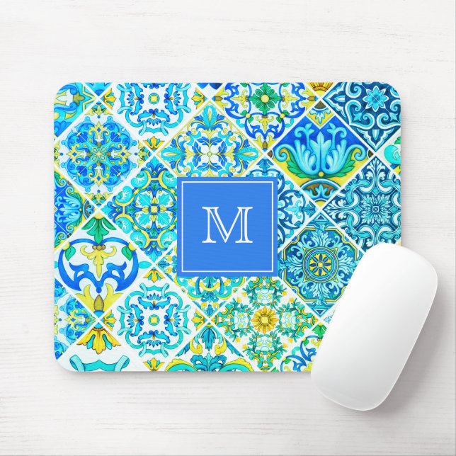 Mousepad Azulejos do Mediterrâneo siciliano (Com mouse)