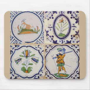 Mousepad Azulejos Holandeses Antigos Delft do século XVII a