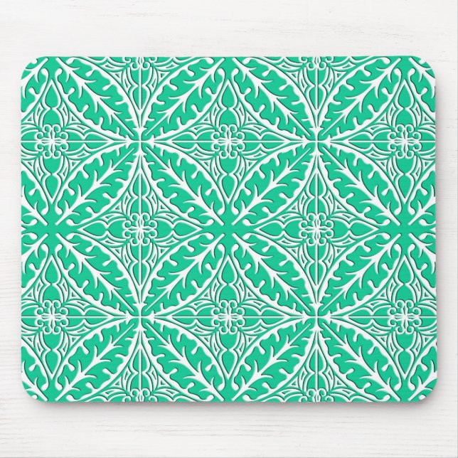 Mousepad Azulejos marroquinos - turquesa e branco (Frente)