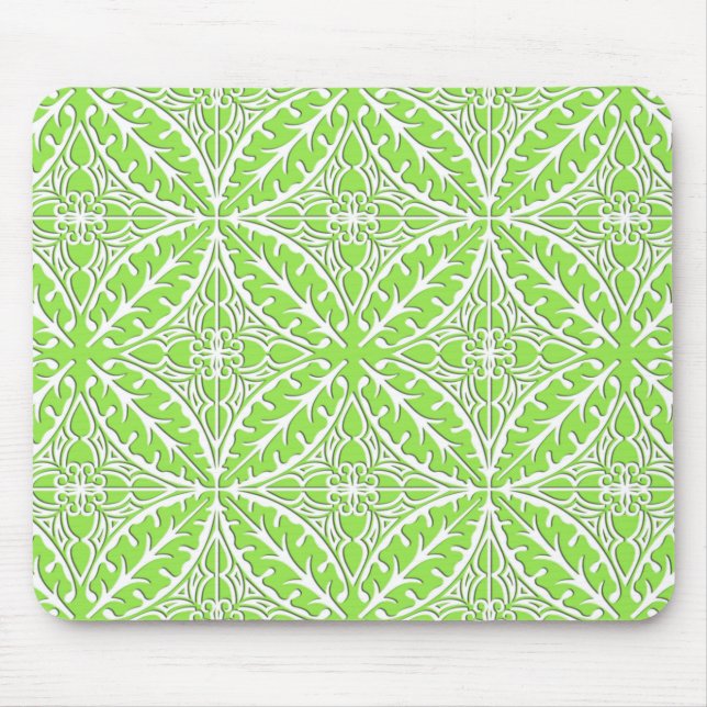 Mousepad Azulejos marroquinos - verde limão e branco (Frente)